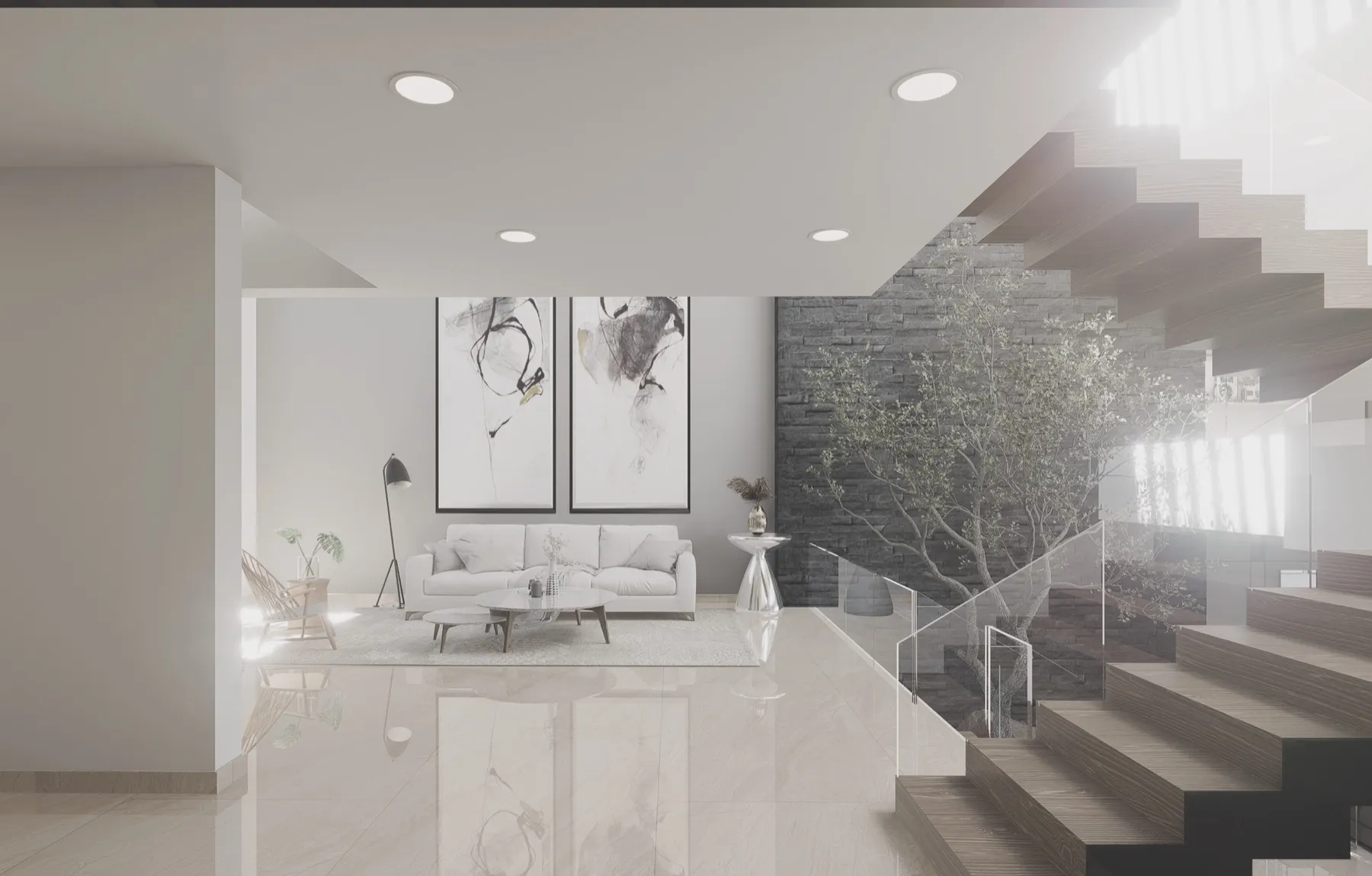 Render de un interior diseñado por Galezo Studio